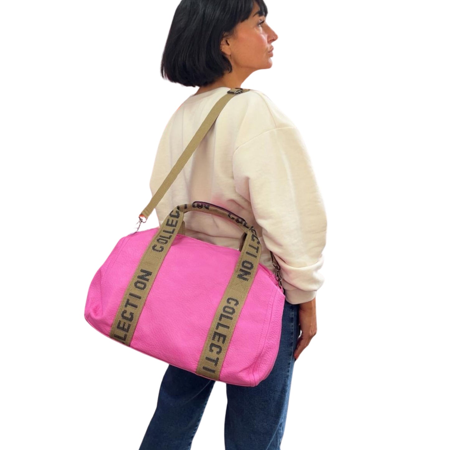 Damen Tasche XL Weekender Bag mit Statement Träger – große Reisetasche Schenkt ein Herz