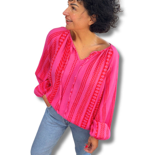 Musselin Bluse leicht luftig & absoluter Hingucker – Damen Sommerbluse Schenkt ein Herz