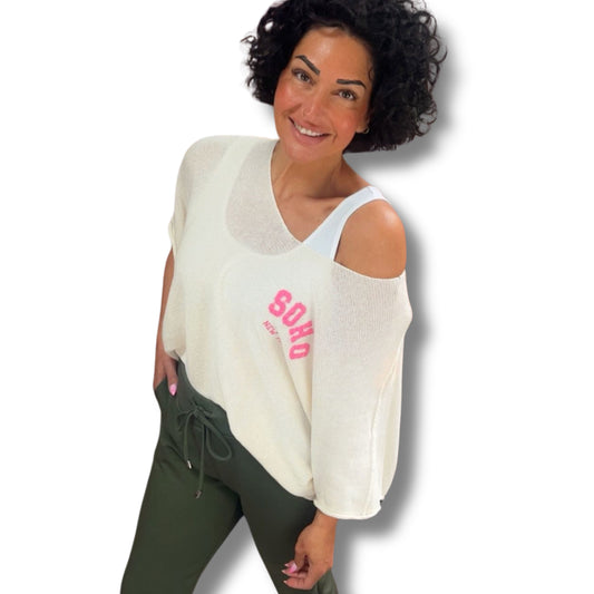 SOHO Strickshirt locker & stylisch – Damen Statement-Strick Schenkt ein Herz