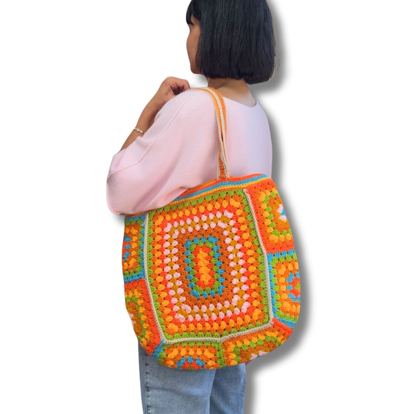 Handgehäkelte Tasche – Unikat mit Herz