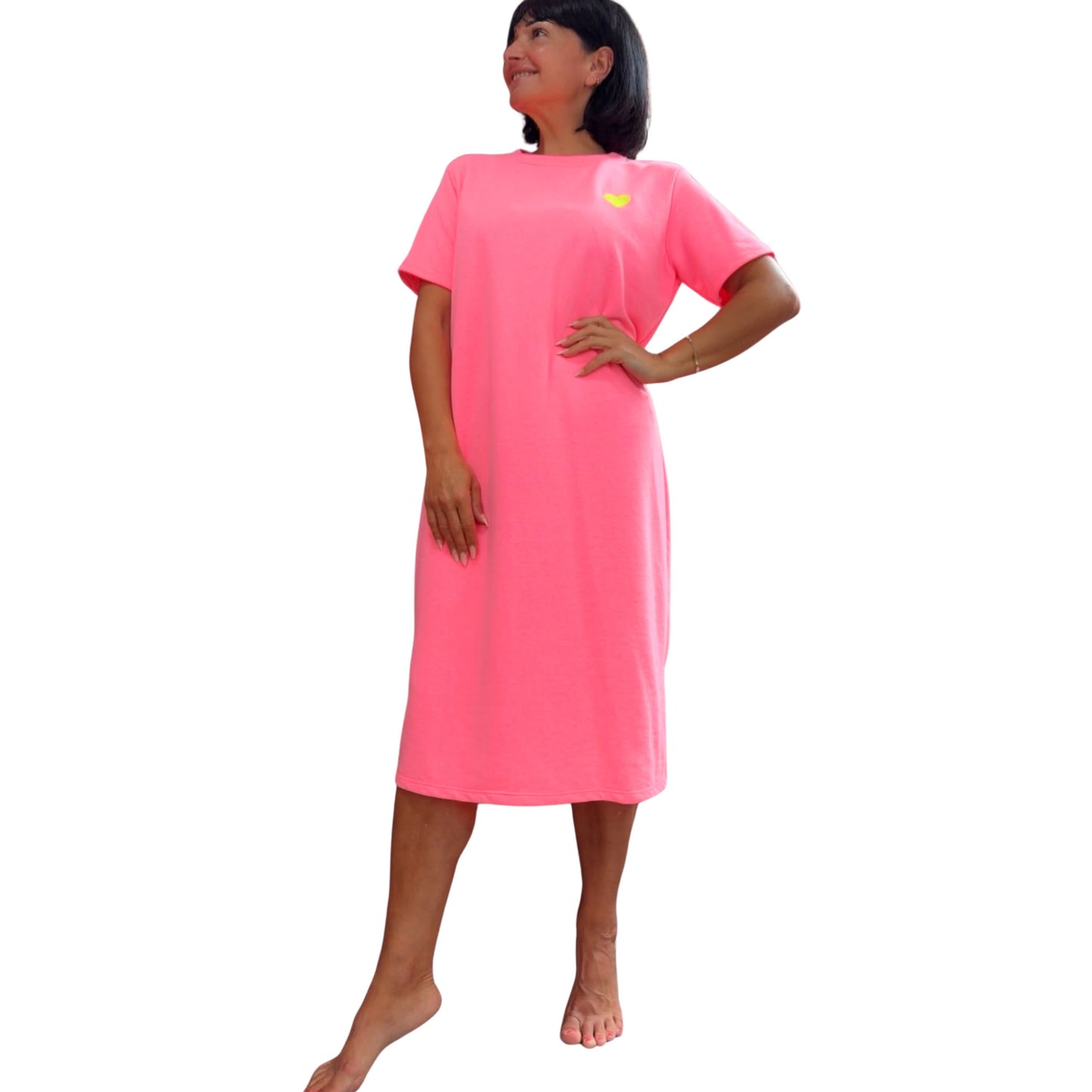 Damen Maxi-Shirtkleid mit Herzdetail ❤️