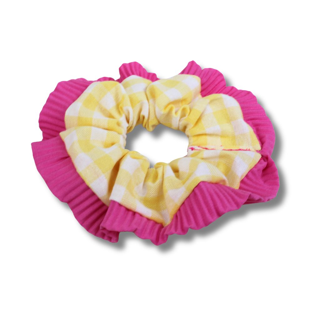 Scrunchie in Pink-Orange-Gelb, weiteres Detailfoto