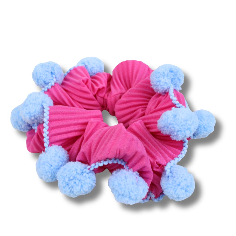 Scrunchie Nahaufnahme der Stoffstruktur und Naht