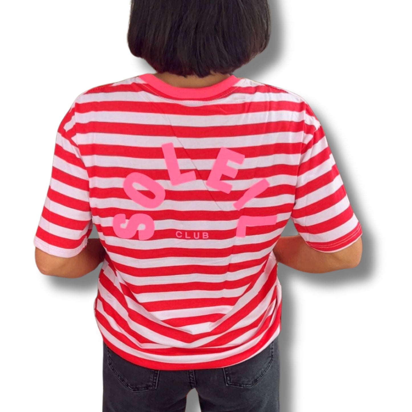 SOLEIL CLUB Candy Stripe T-Shirt – Oversized Summer Vibes ☀️
