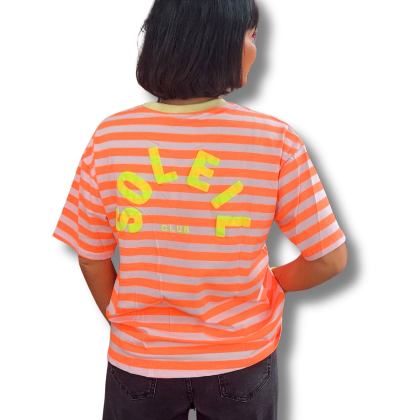 SOLEIL CLUB Candy Stripe T-Shirt – Oversized Summer Vibes ☀️