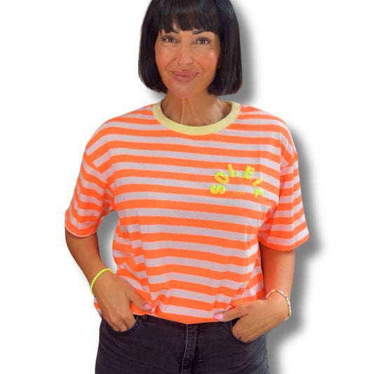 SOLEIL CLUB Candy Stripe T-Shirt – Oversized Summer Vibes ☀️