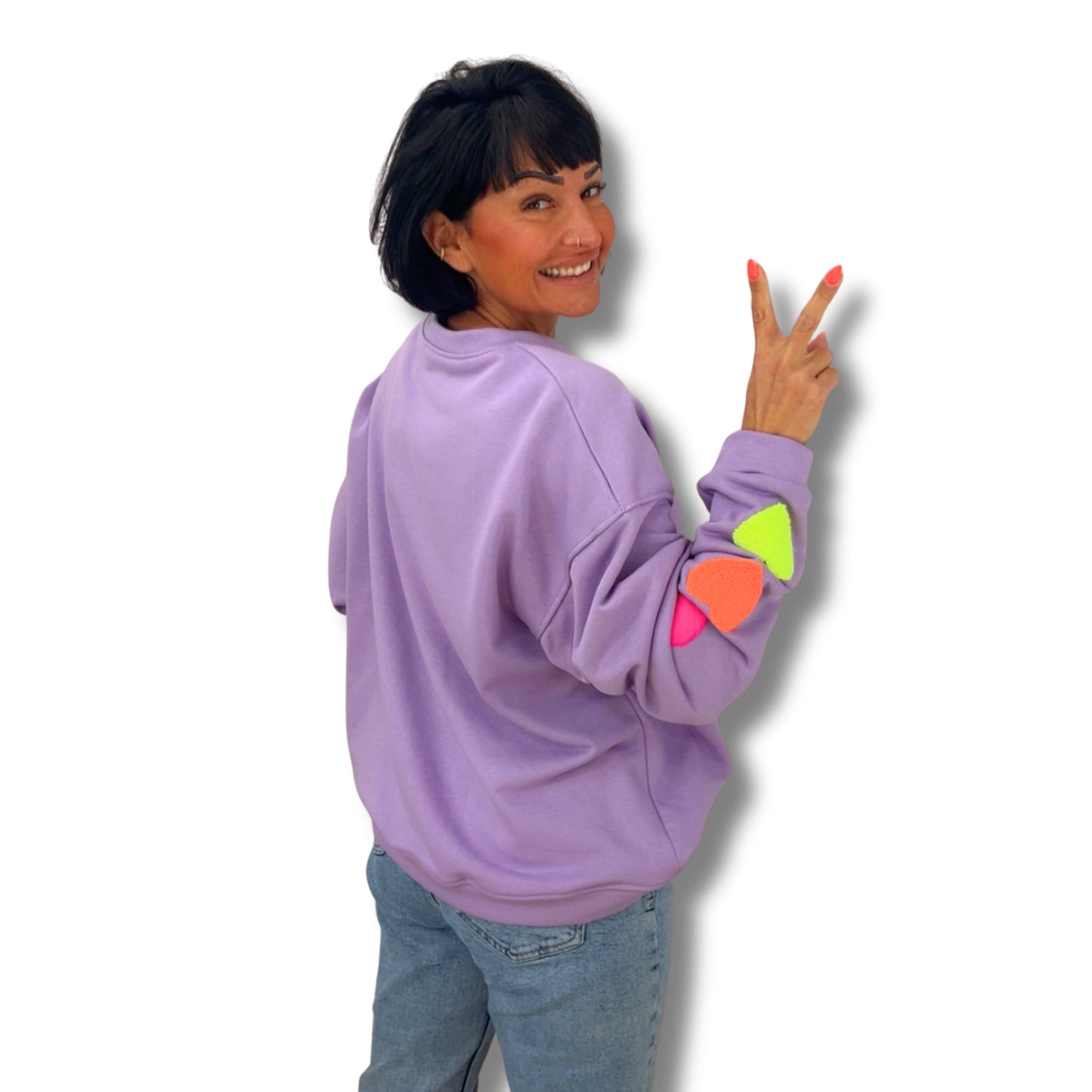 Bunter Herz-Sweater / Pullover – super bequem & fröhlich