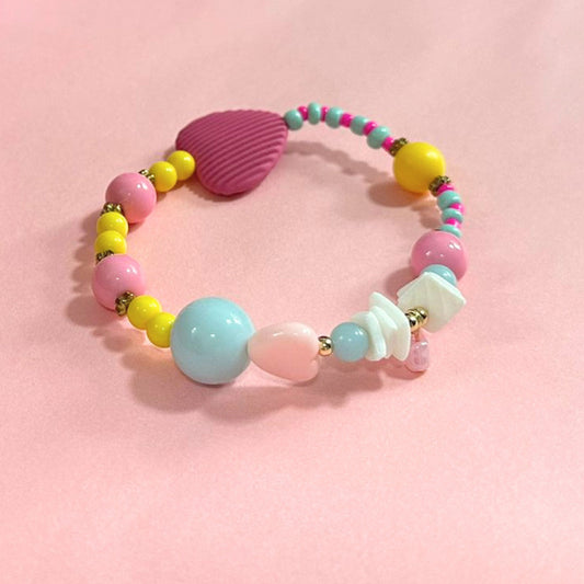Buntes Perlenarmband mit elastischem Gummiband – handgemachter Schmuck für Frühling & Sommer