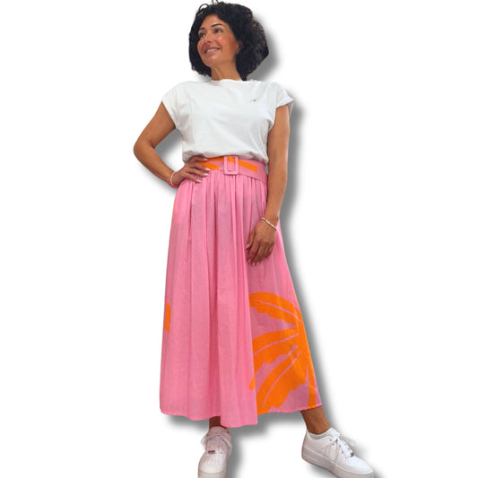 Maxi Rock aus 100 % Baumwolle – inkl. passendem Gürtel