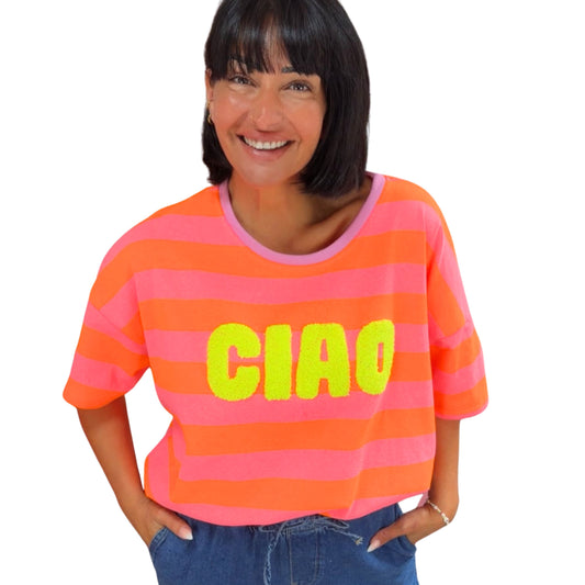 CIAO Shirt Damen – Gute-Laune-Shirt mit trendigen Streifen