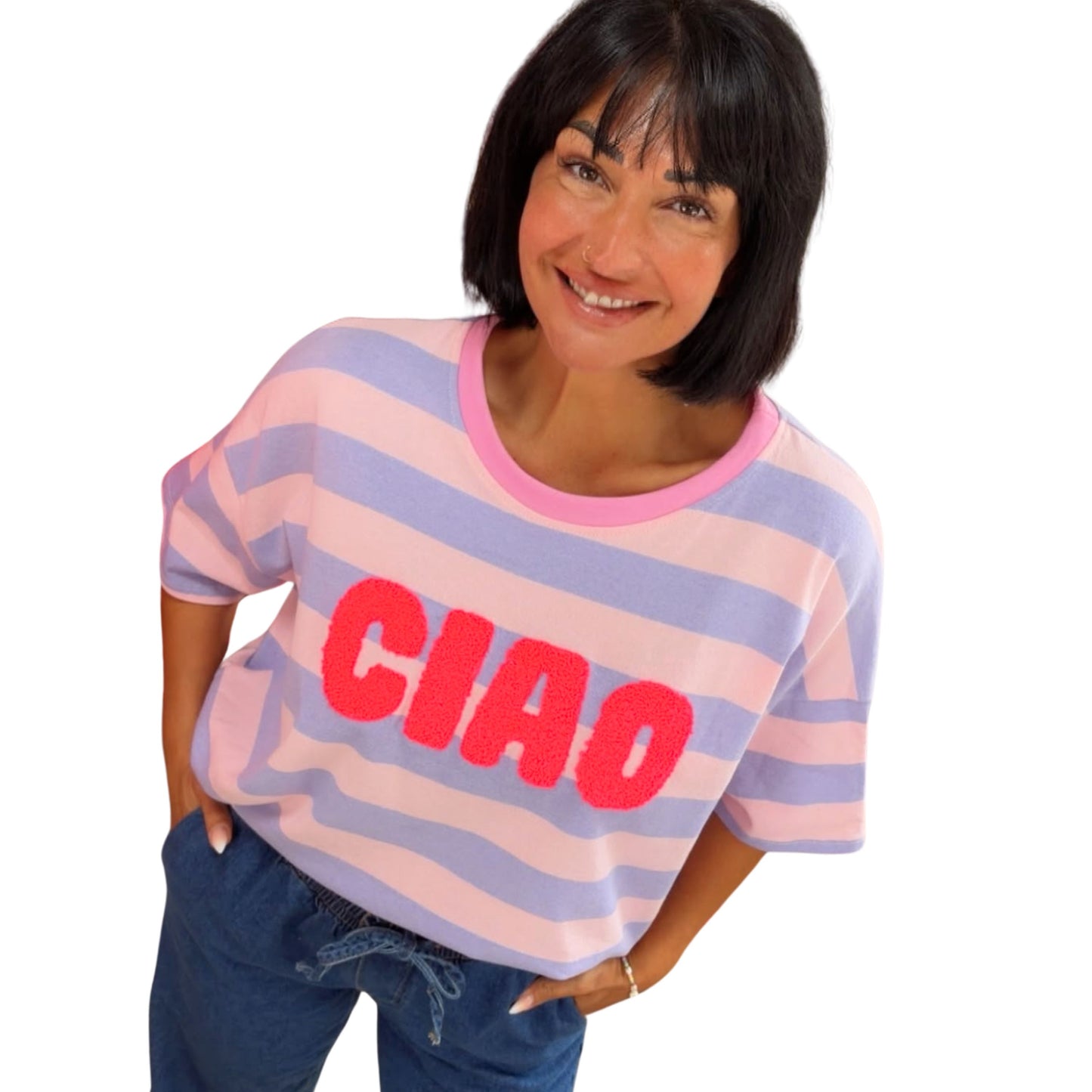 CIAO Shirt Damen – Gute-Laune-Shirt mit trendigen Streifen