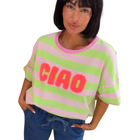 CIAO Shirt Damen – Gute-Laune-Shirt mit trendigen Streifen