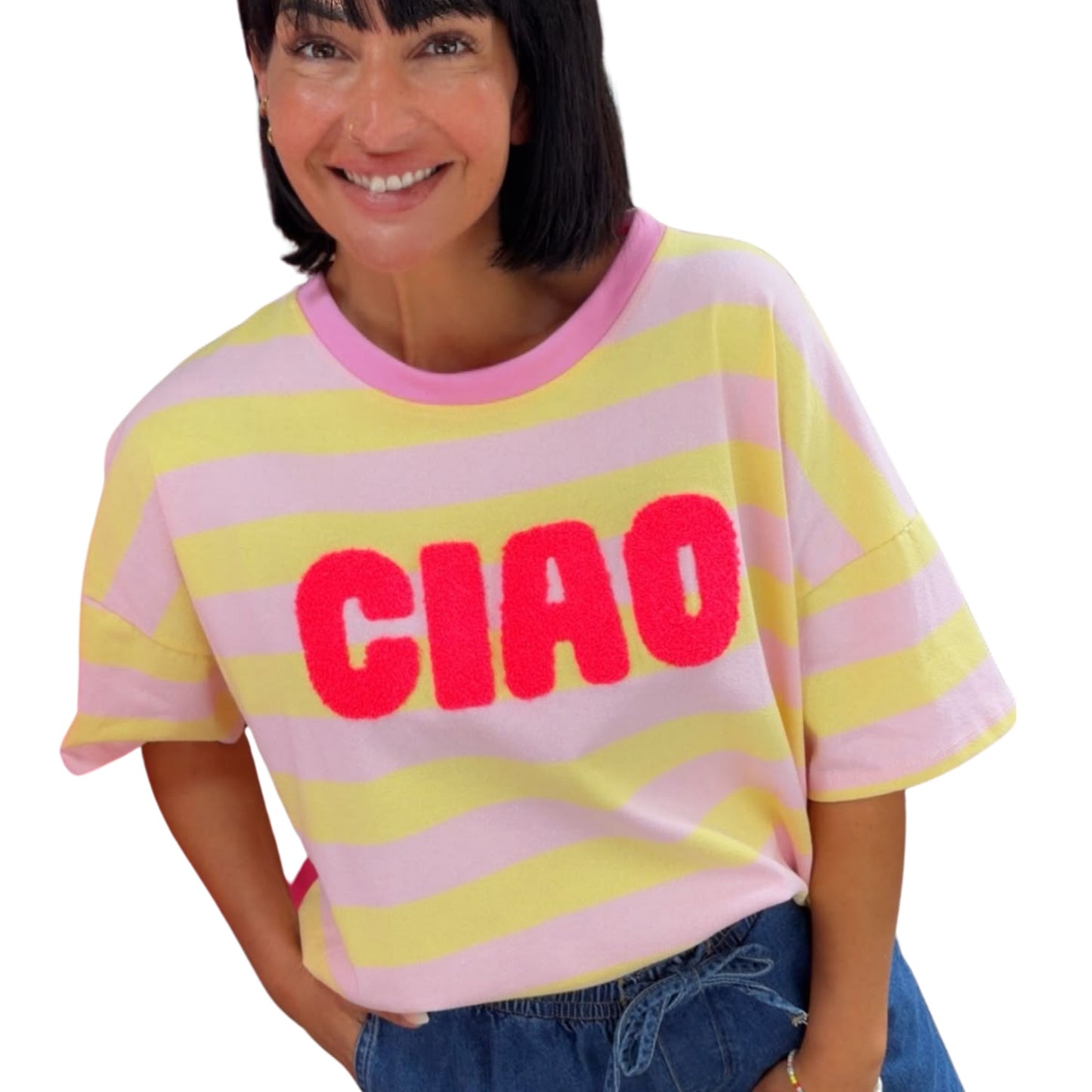 CIAO Shirt Damen – Gute-Laune-Shirt mit trendigen Streifen