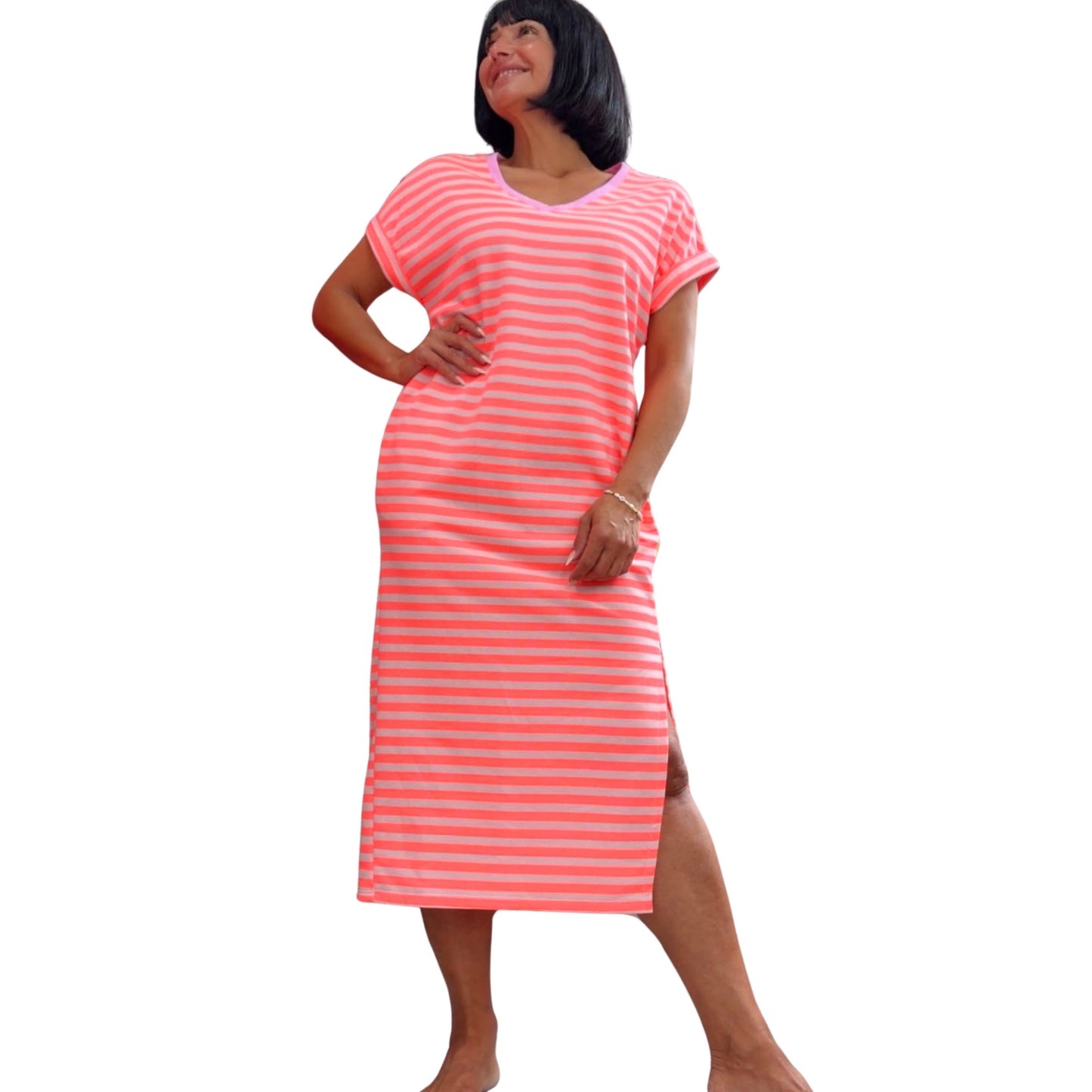 Gestreiftes Maxikleid mit V-Ausschnitt – Sommerfeeling pur ☀️