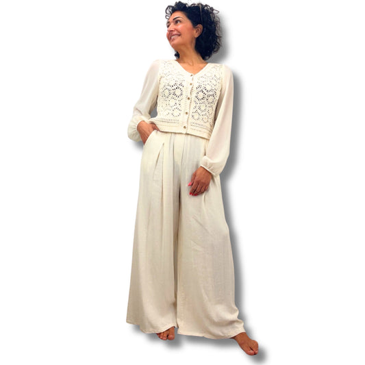 Luftige Hose aus Viskose & Leinen