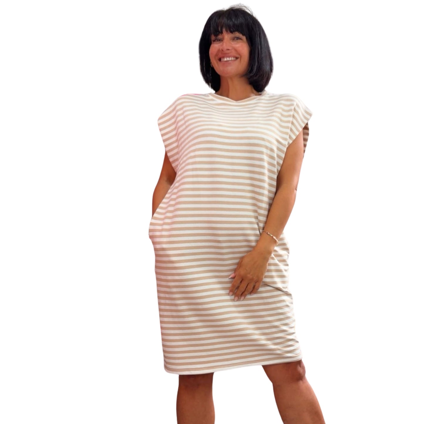 Damen Sommerkleid mit Taschen – Streifenlook