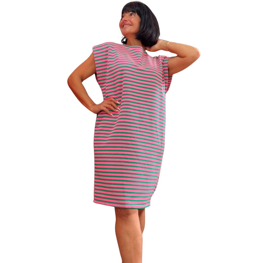 Damen Sommerkleid mit Taschen – Streifenlook