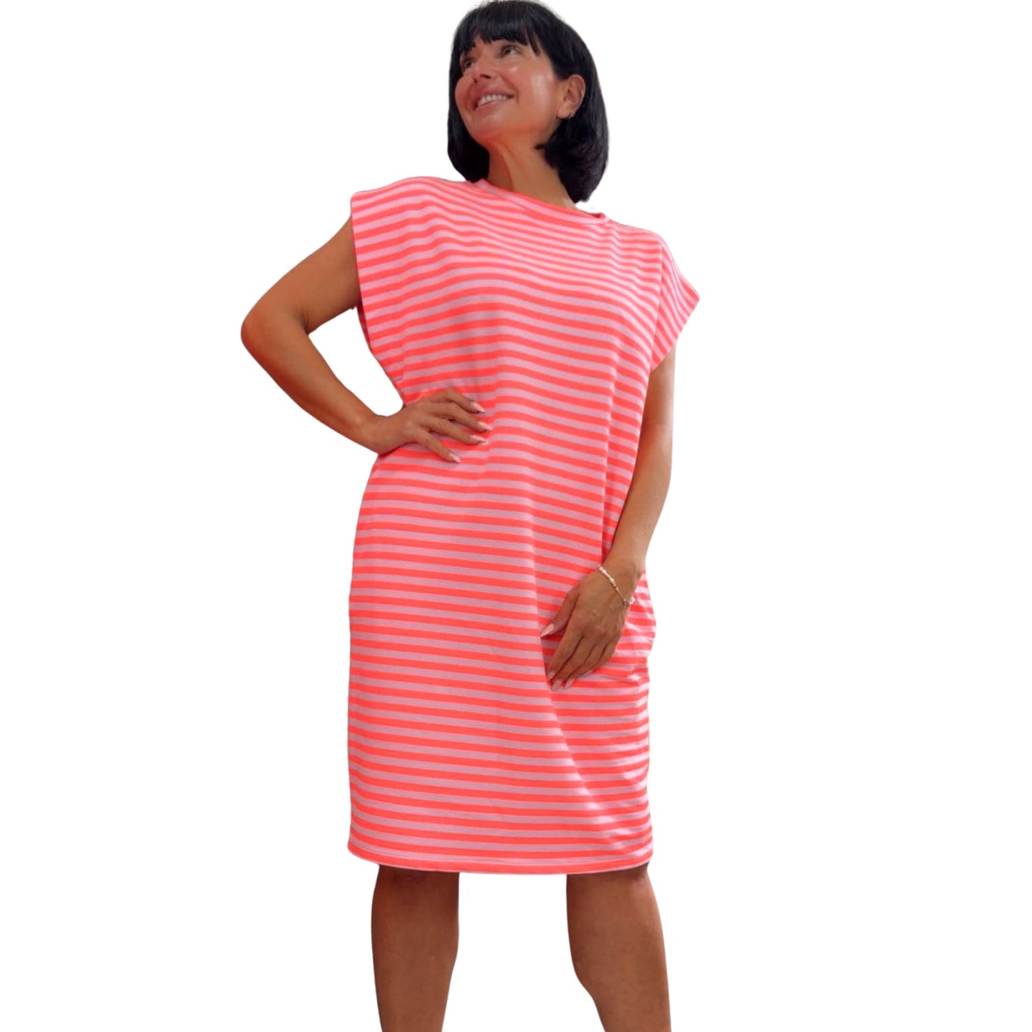 Damen Sommerkleid mit Taschen – Streifenlook