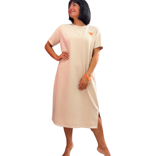 Damen Maxi-Shirtkleid mit Herzdetail ❤️