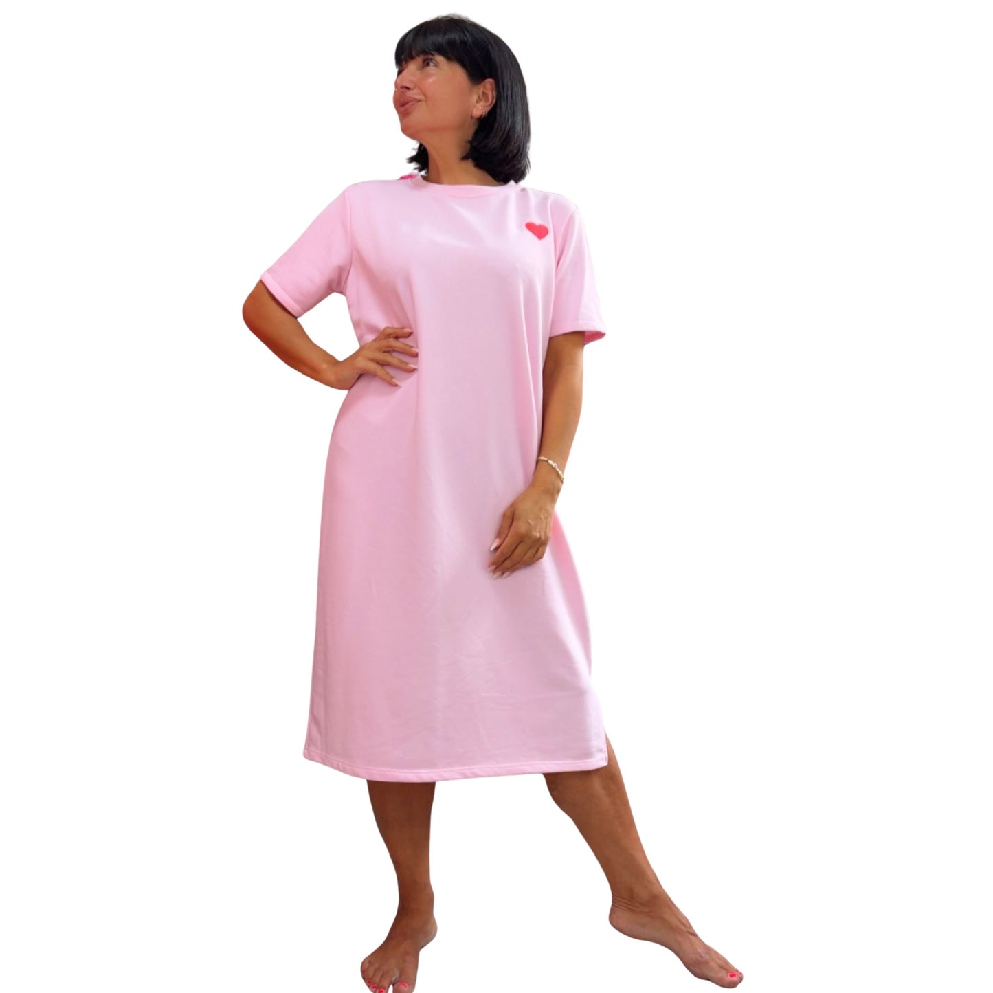 Damen Maxi-Shirtkleid mit Herzdetail ❤️