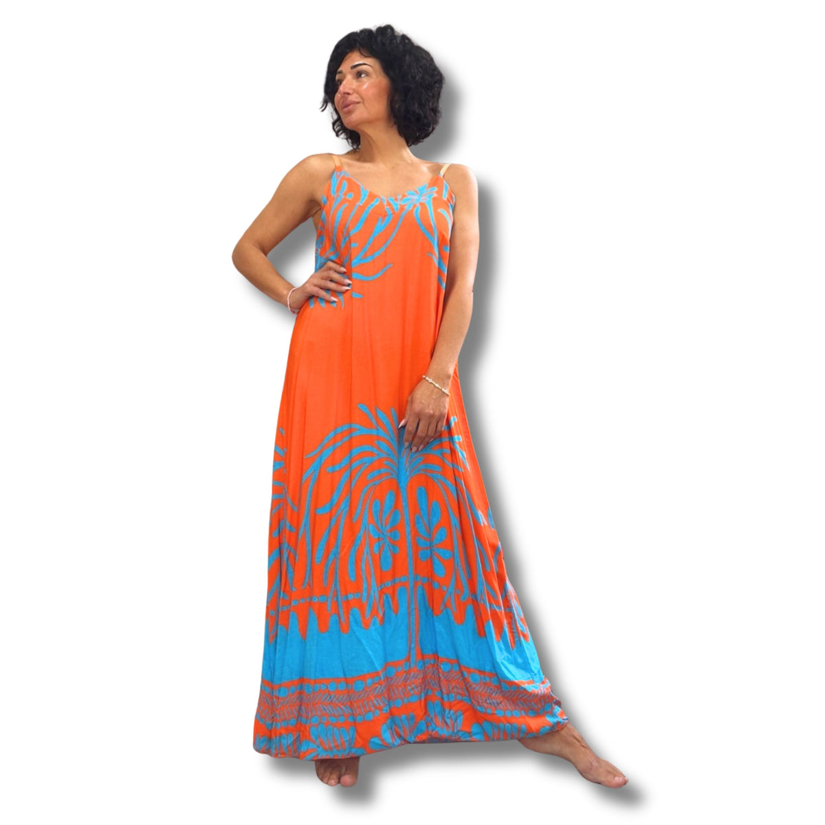 Maxi Kleid aus 100 % Viskose – Sommerfeeling pur
