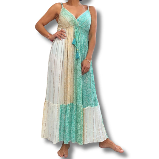 Boho Maxi Kleid Mint – 100 % Viskose