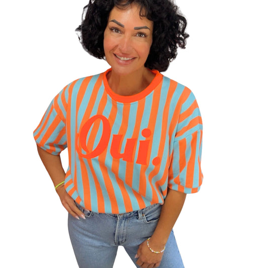 Oversize Shirt mit Oui-Print – leuchtende Farben, Gesamtansicht