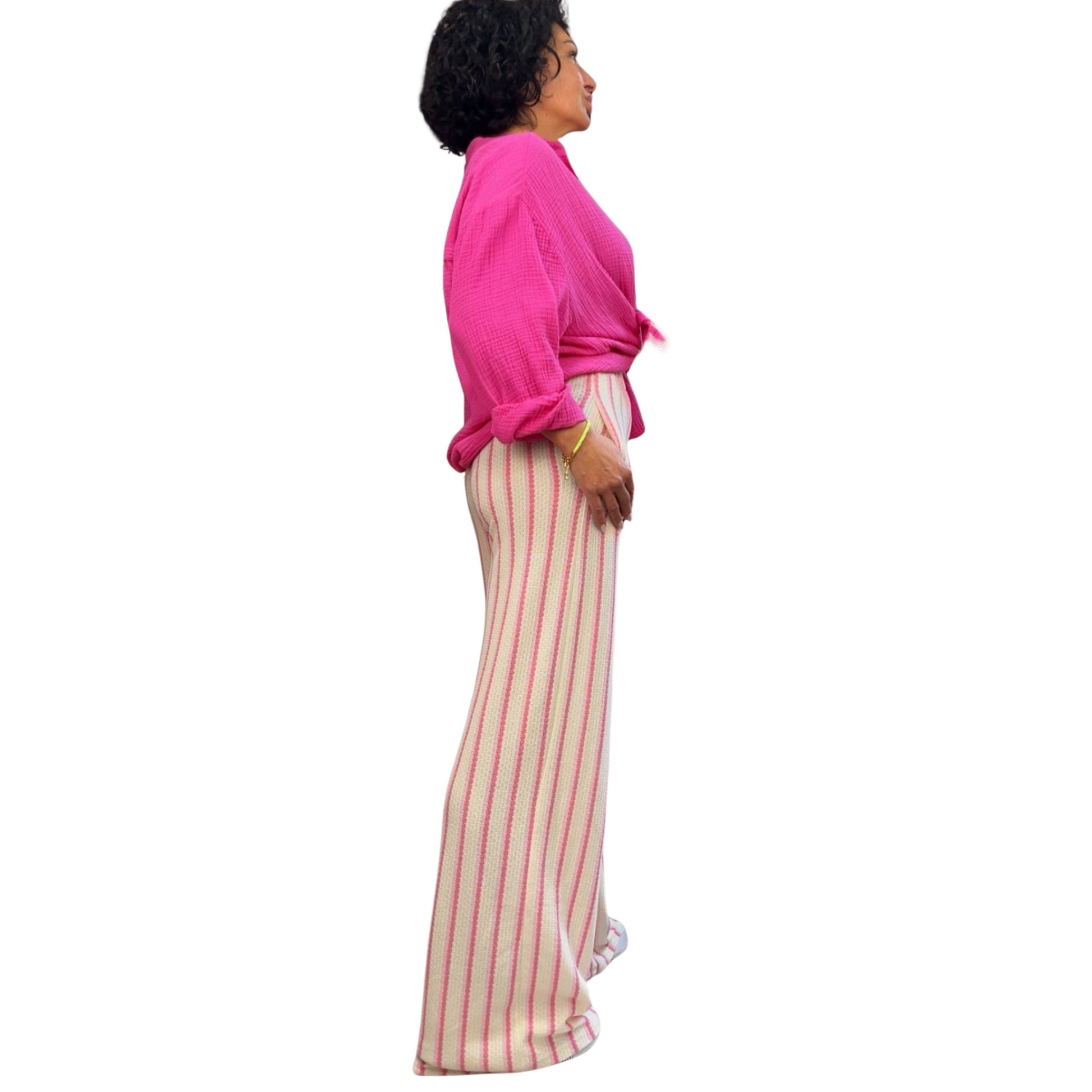 Feinstrick-Hose Sommerliebling – farbenfrohe Streifen, Gesamtansicht