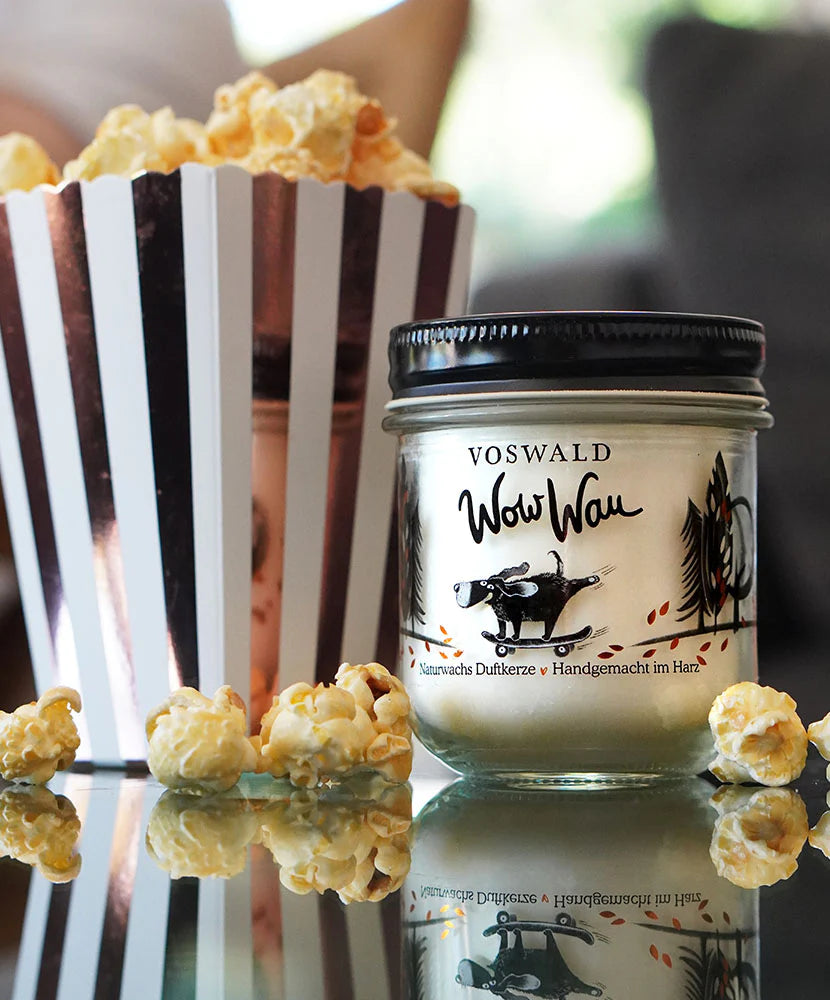 Duftkerze – Wow Wau * Popcorn   gebrannte Mandeln